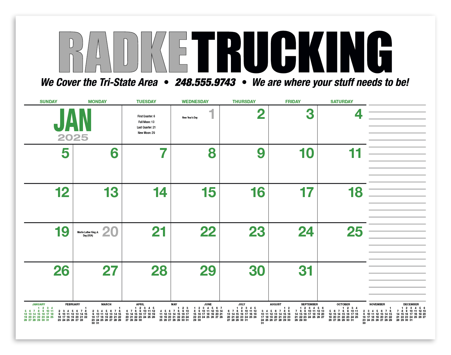 HotLine® Products 13-Month Desk Pad Calendar 10