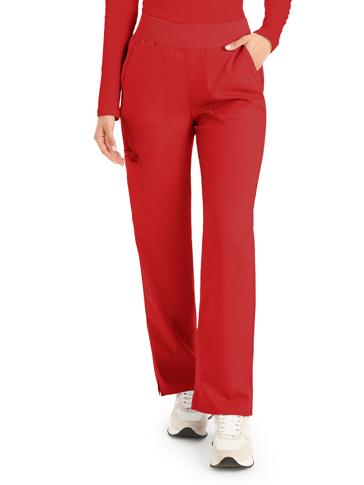 Landau - ProFlex - Women's Five-Pocket Mid-Rise Rib-Knit Elastic Waist Straight Leg Pant 64
