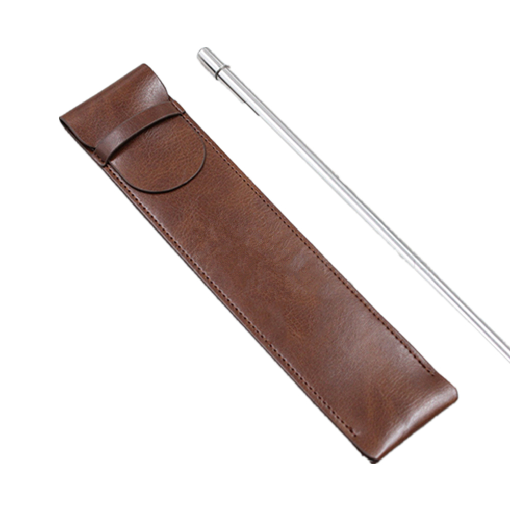 Leather Protective Case Stainless Steel Straw Holder 5