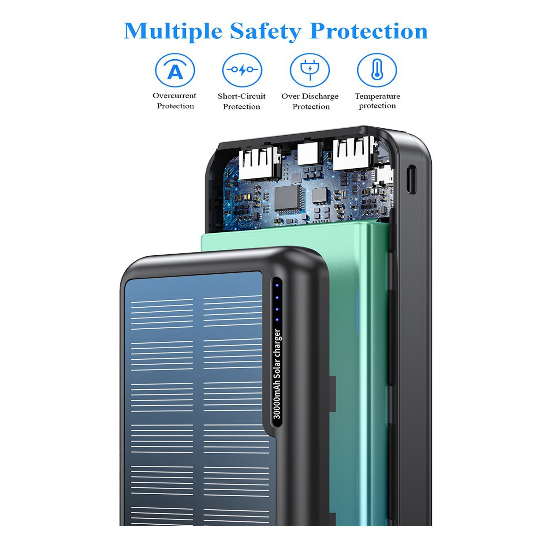 30000 mAh Solar Power Bank With Dual Flashlight 2