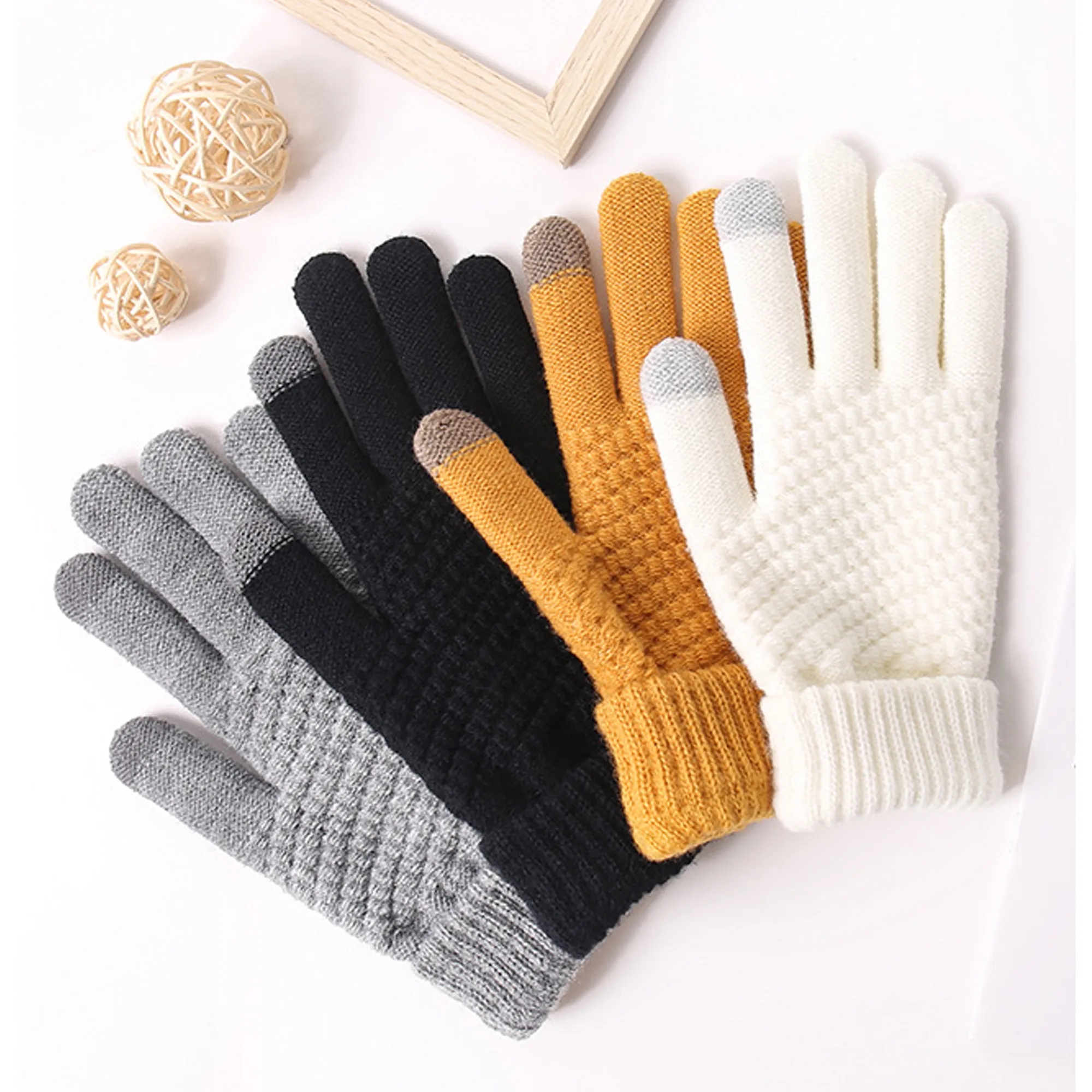 Stretch Warm Touch Screen Knit Gloves MOQ50pcs 2