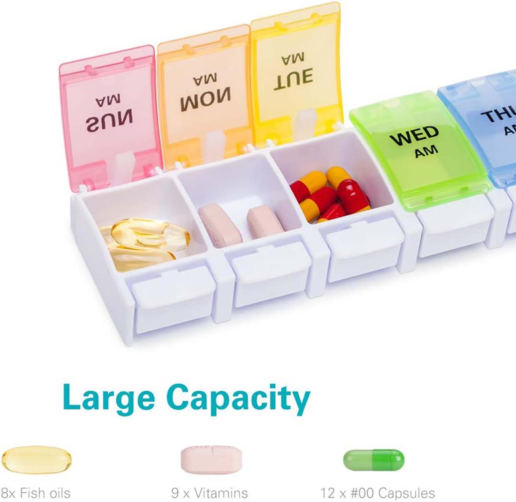 7-Day Pill Weekly Pill Organizer With Large Compartments 5