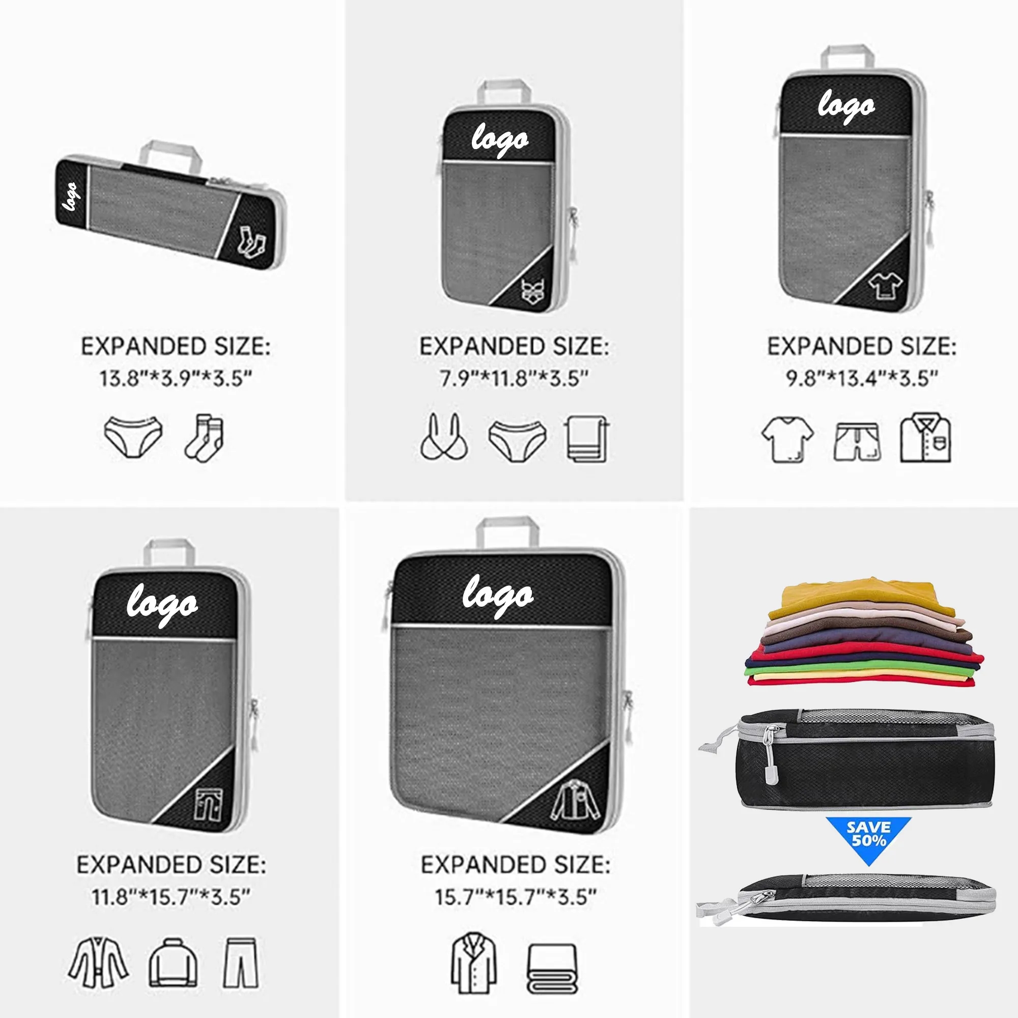 MOQ 30 Expandable Travel Bag Luggage Storage Five-Piece Set 6