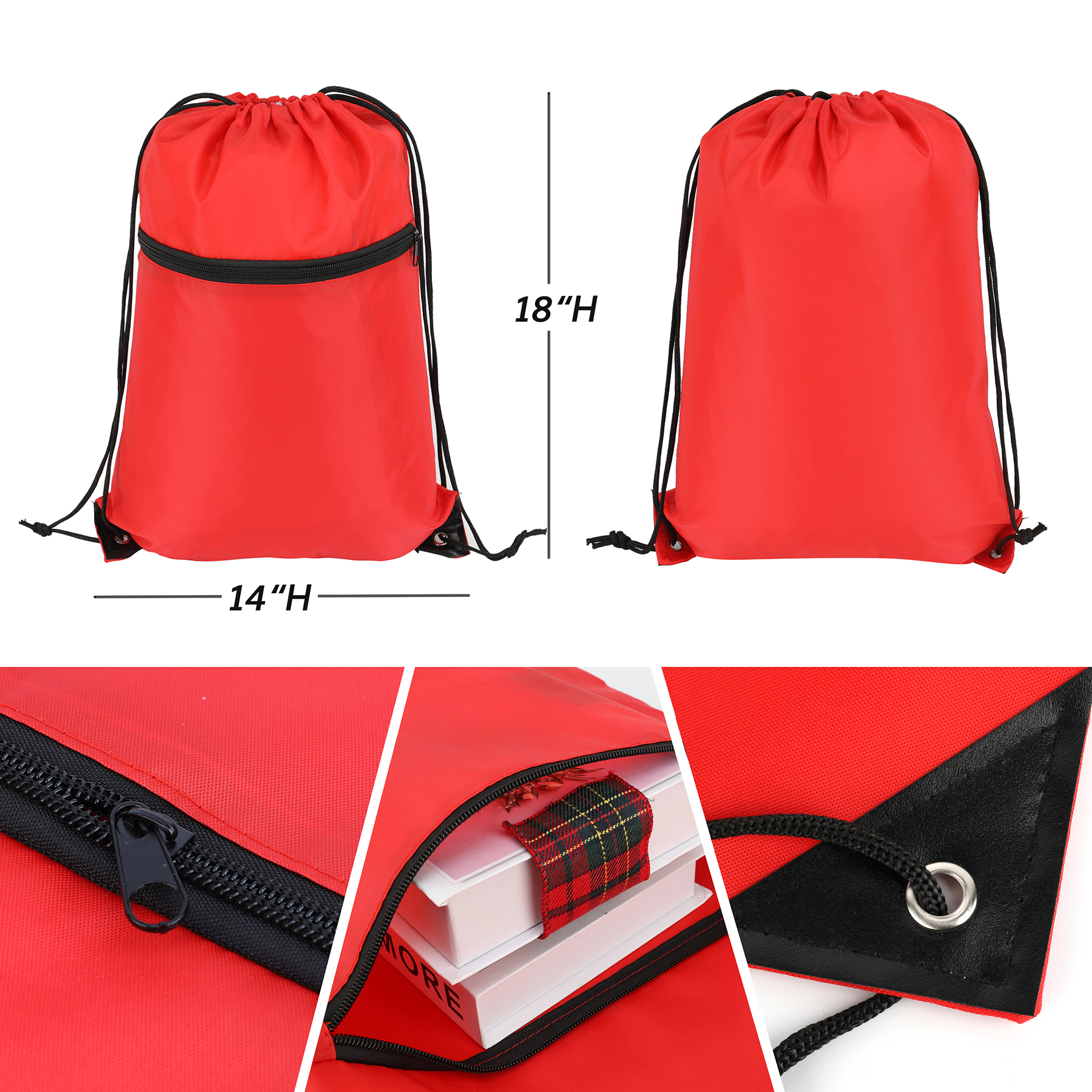 Sports Drawstring Backpack With Zipper Pocket (Ocean) 9