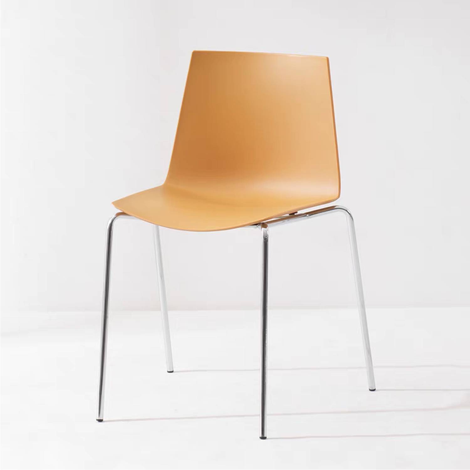 Stackable PP Plastic Chair with Chrome Metal Legs 7