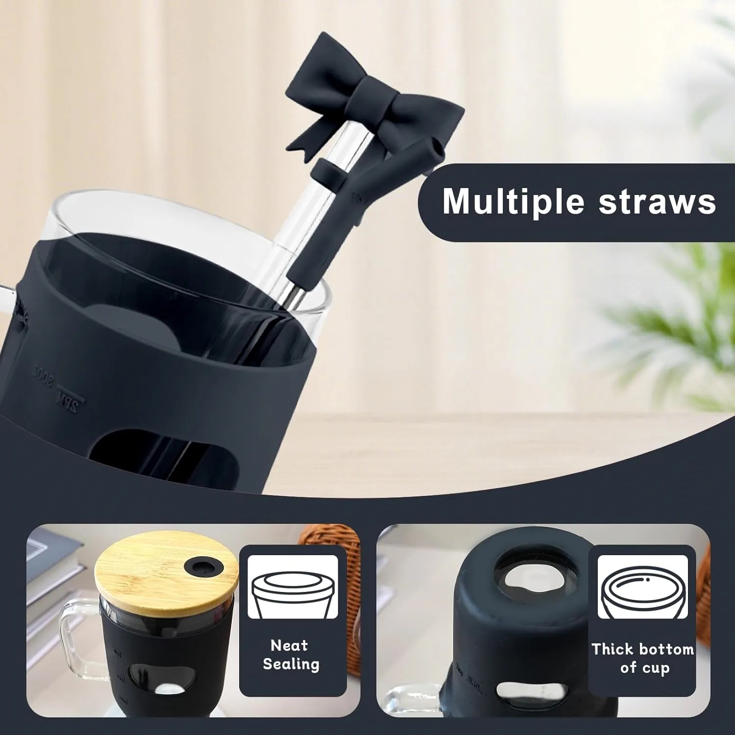 32 oz Glass Tumbler with Lid and Straw 6