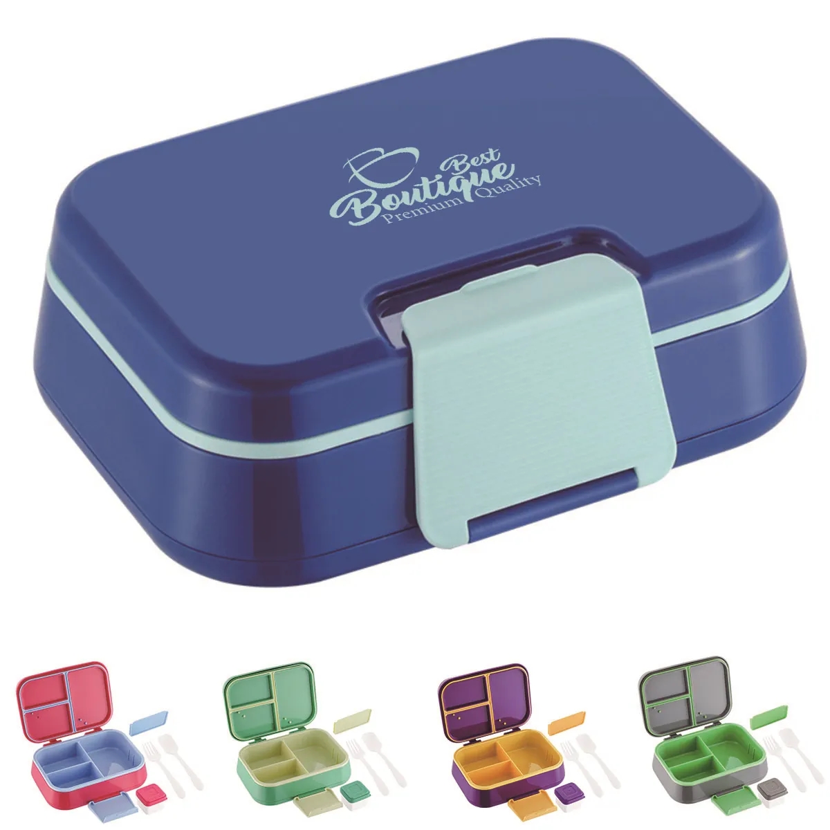 Reusable layered Compartment Food Lunch Box with cutlery 4