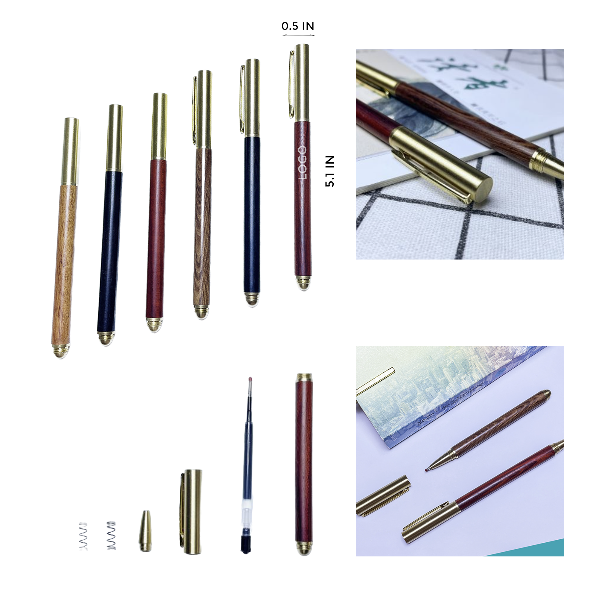 MOQ 10 PCS Brass Pen With Sandalwood Pen Body 2