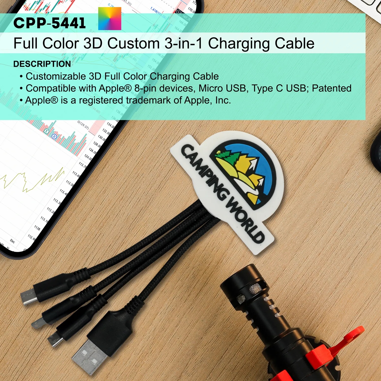 FULL COLOR 3D CUSTOM 3-IN-1 CHARGING CABLE 2