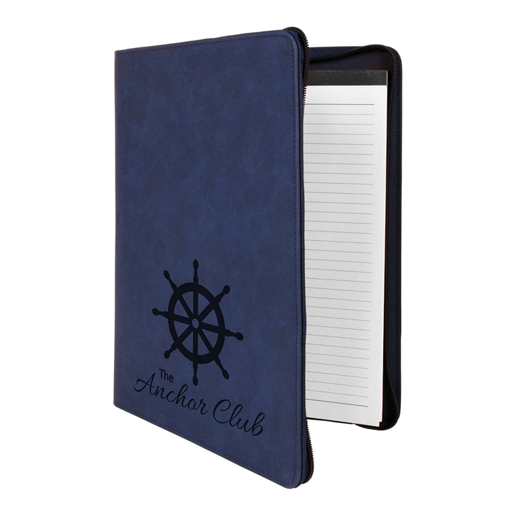 9" x 12" Leatherette Blue/Black Portfolio with Zipper 14