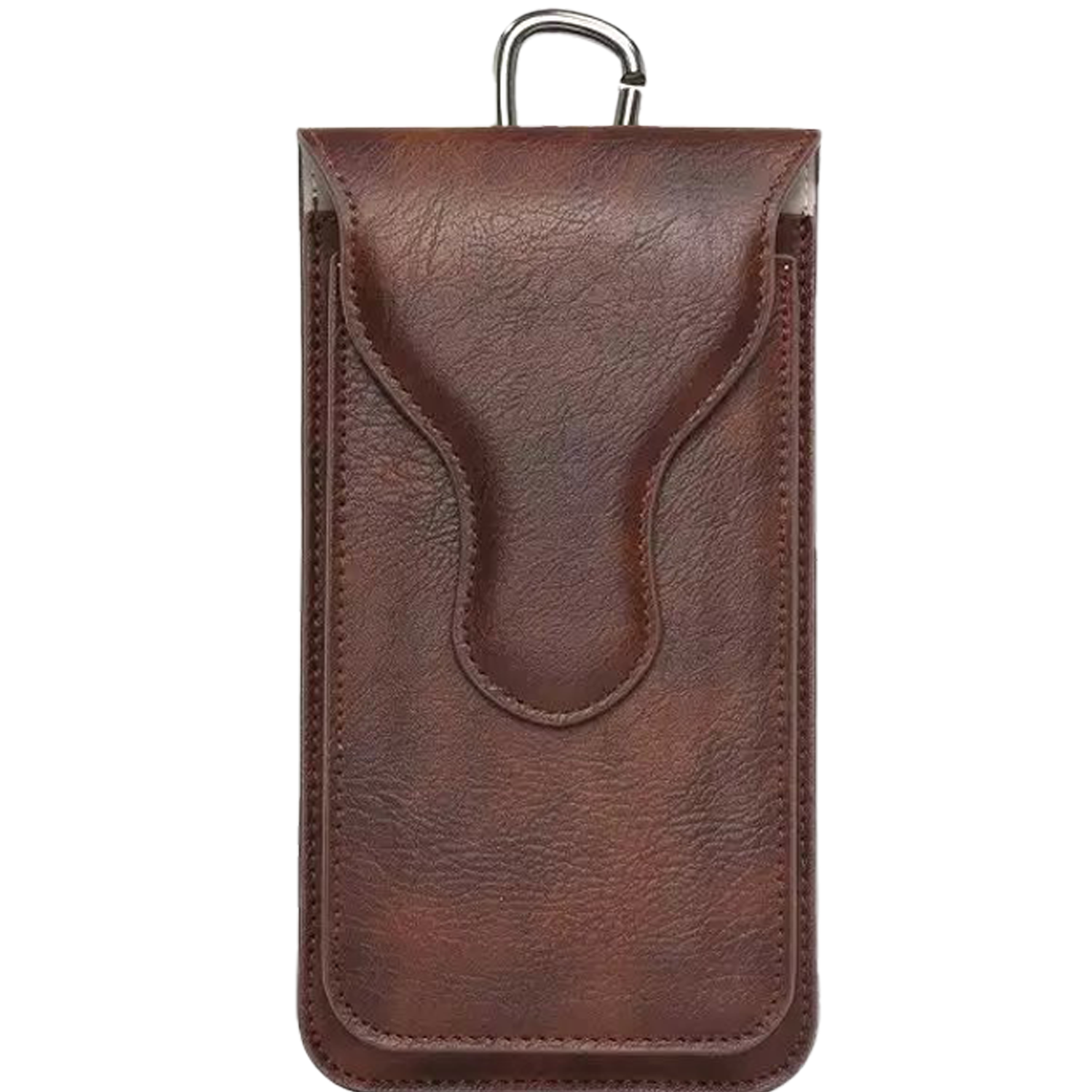 PU Leather Double Layer Texture Phone Bag w/ Carabine 2