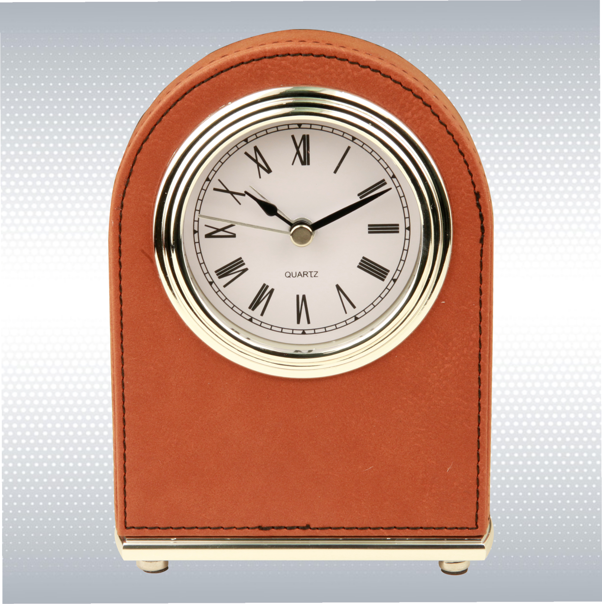 5.5" Light Brown Leatherette Arch Desk Clock 15