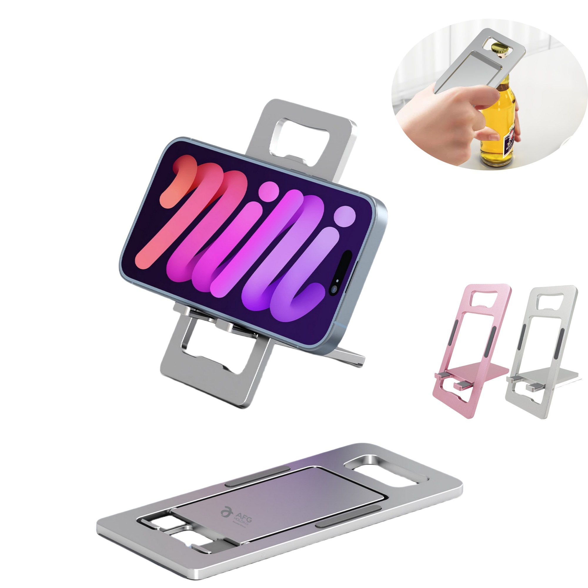 Foldable Aluminum Cell Phone Stand with Bottle Opener 5