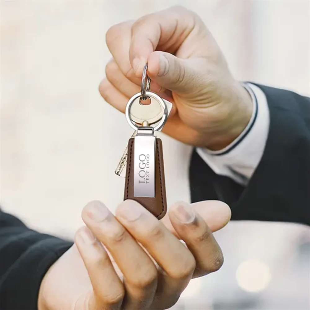 Custom Vegan Leather Drop Shaped Keychain 8