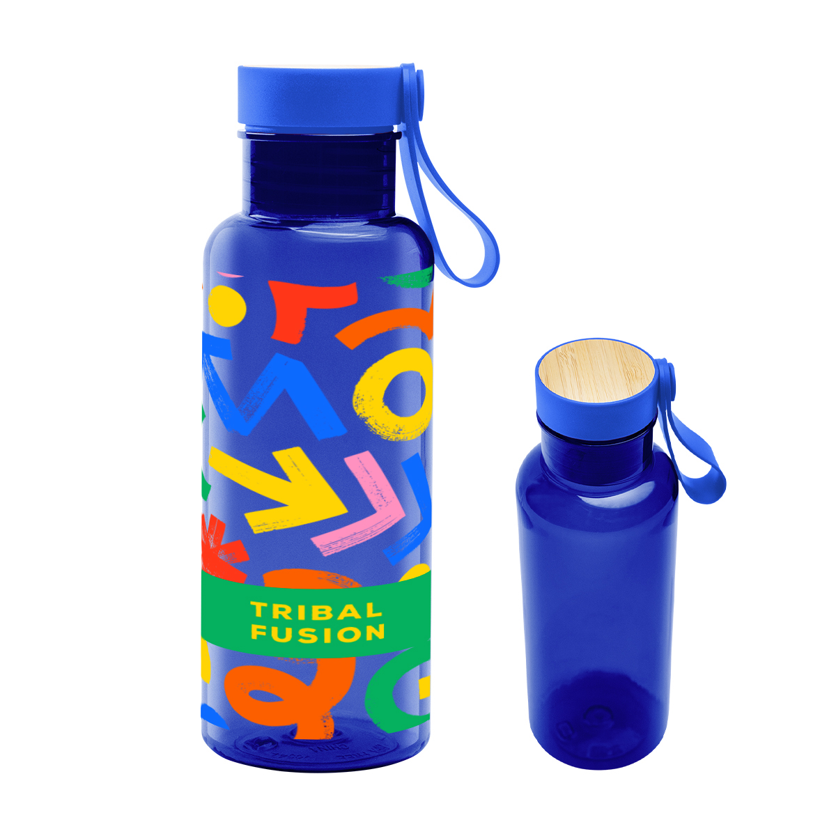 20 Oz. Full Color Cade rPET Bottle With Bamboo Accent Lid and Silicone Easy Carry Handle 7
