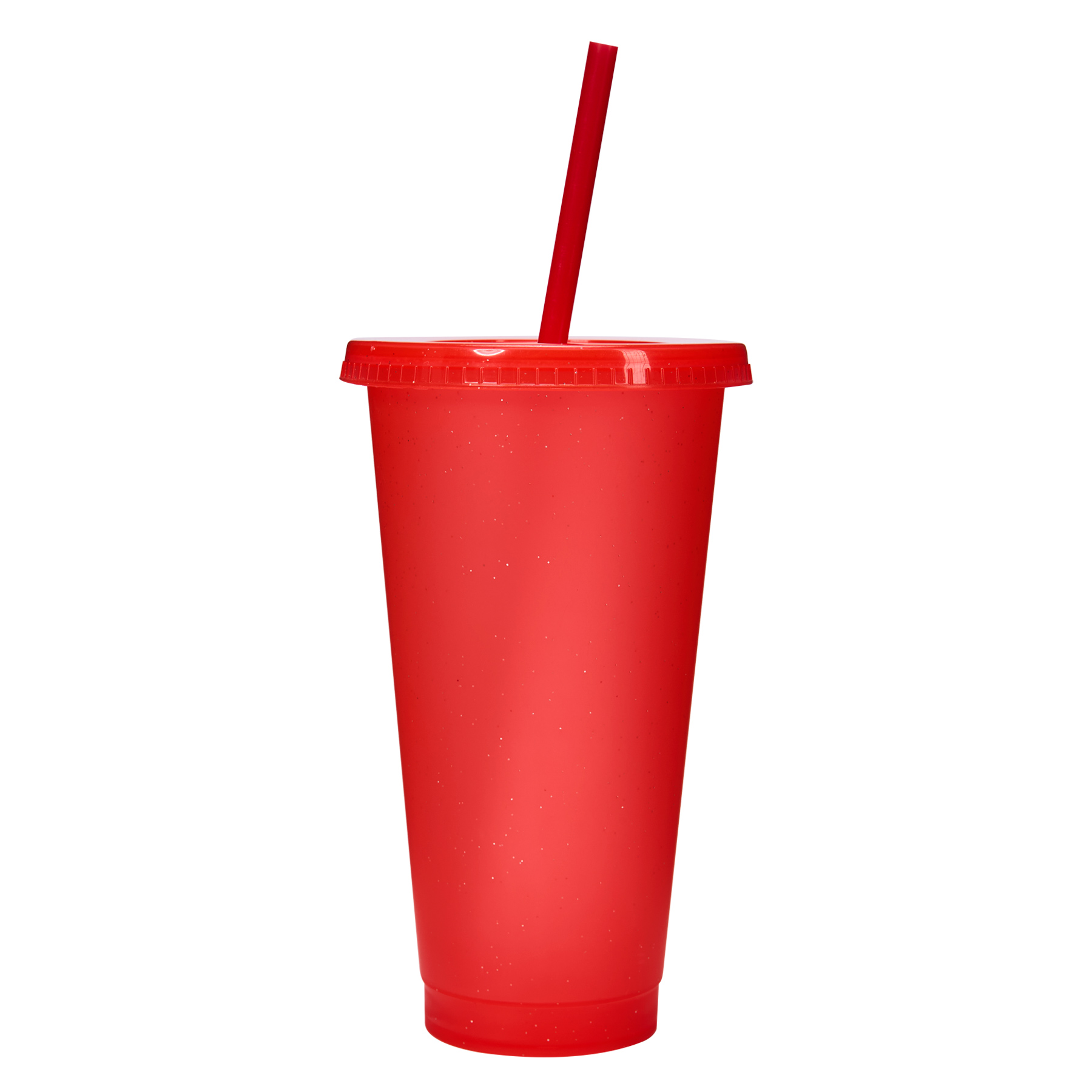 24 Oz Reusable Colorful Glitter Plastic Straw Cup W/ Splash Proof Lid 15