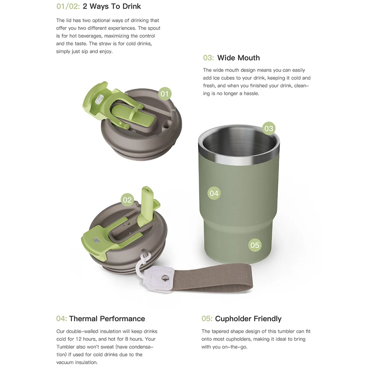 16oz Stainless Steel Tumbler Vacuum Insulated Travel Mug Cup 7