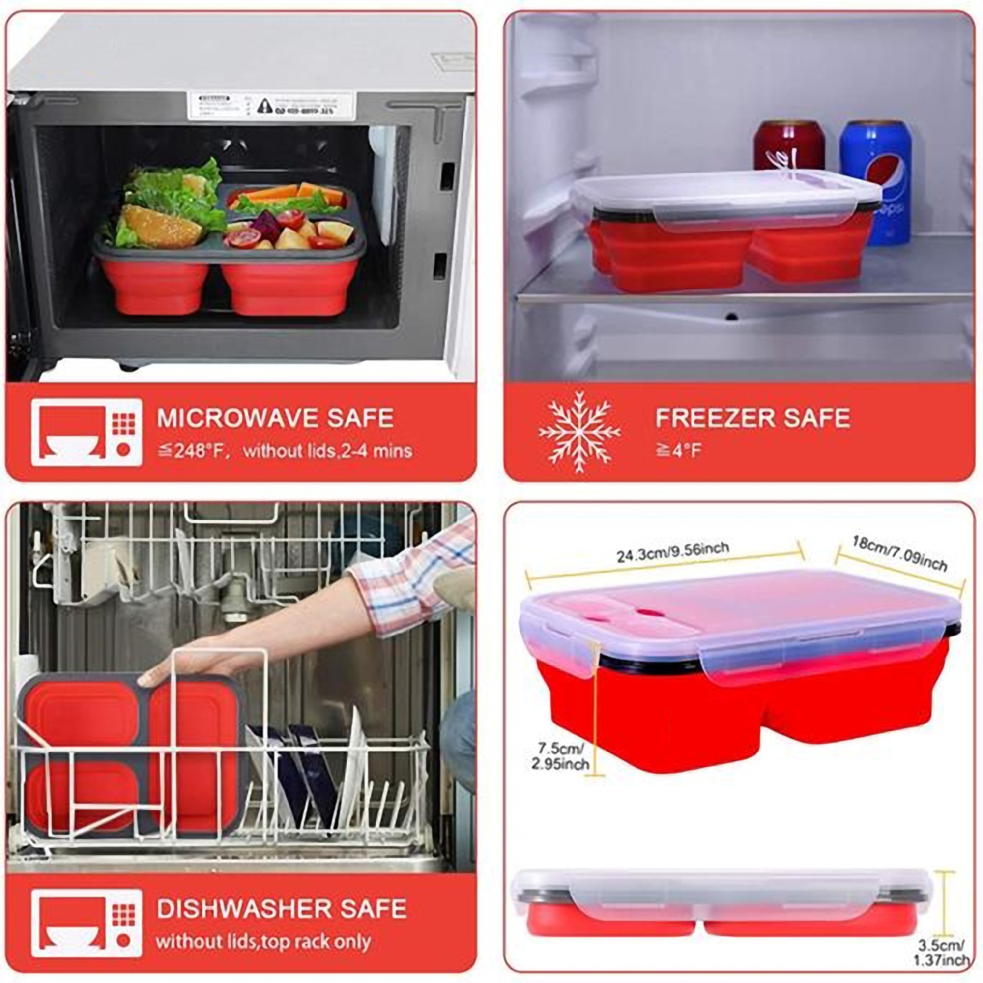 3 Compartment Foldable Silicone Lunch Box 2