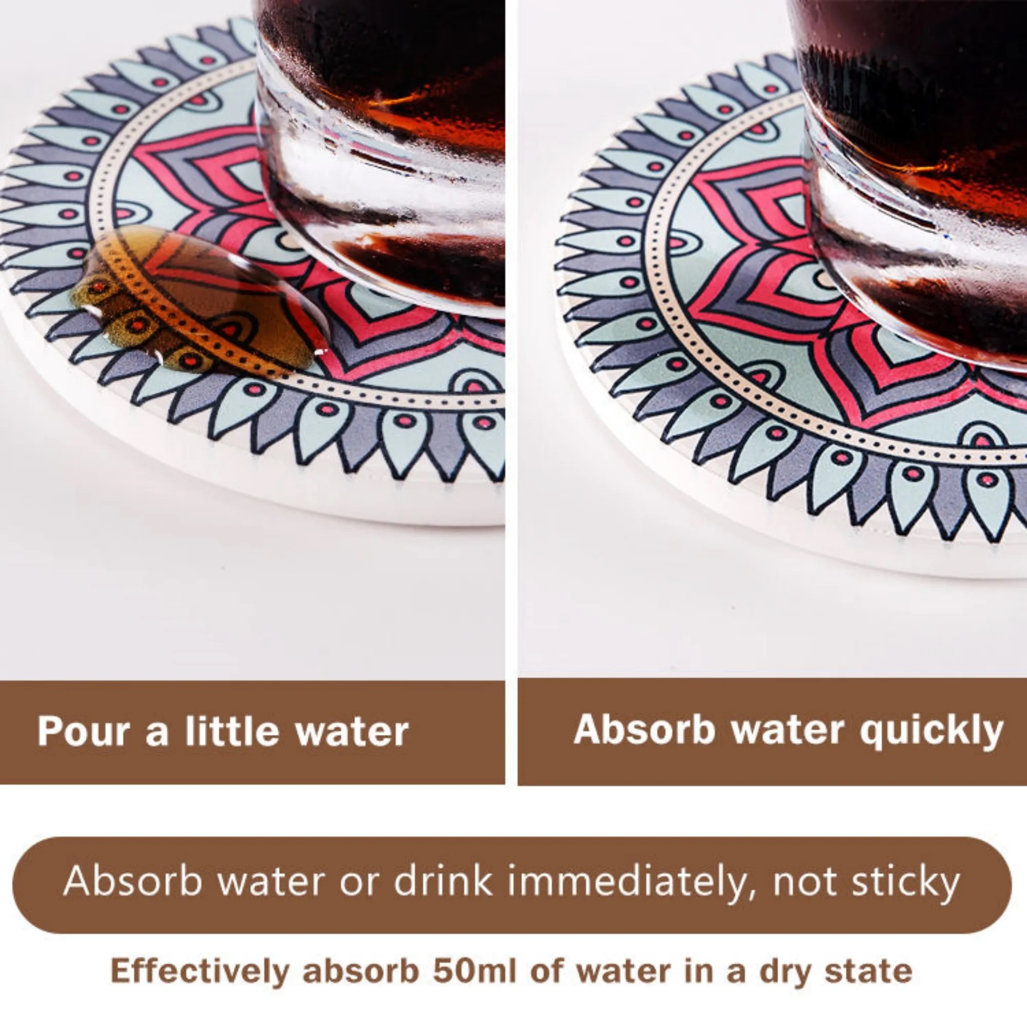 Absorbent Round Stone Ceramic Coasters Create Stylish Table 1