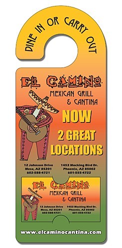 Door Hanger - 4x10.5 UV-Coated (1S) with Rounded Handle and Business Card Insert - 10 pt. 2