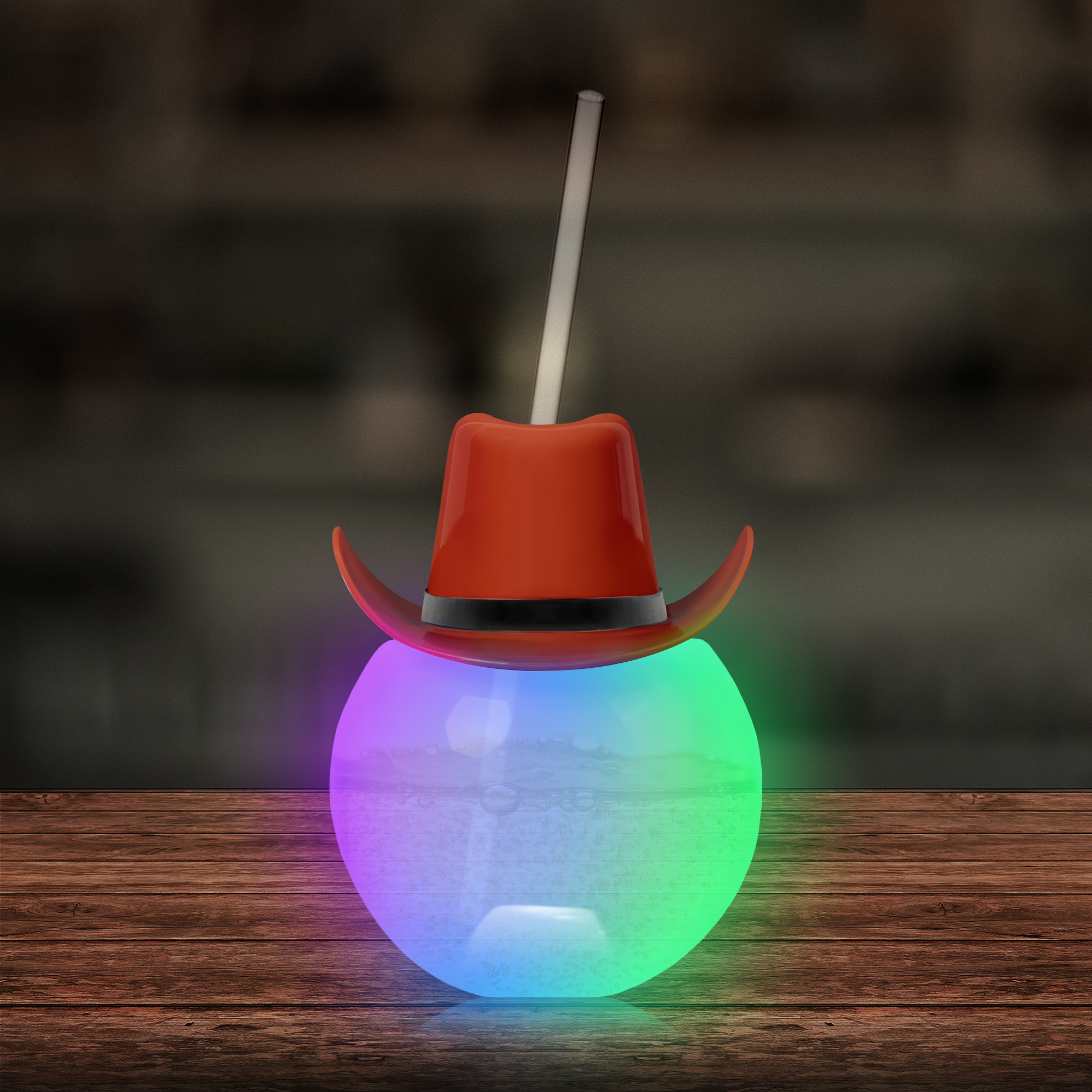 20oz Multicolor LED Ball Tumbler with Straw and Brown Hat(hat not assembled) 10