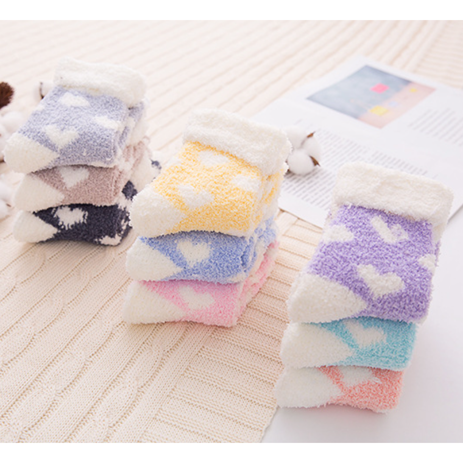 Coral Velvet Love Flanged Flat Socks For Women 8