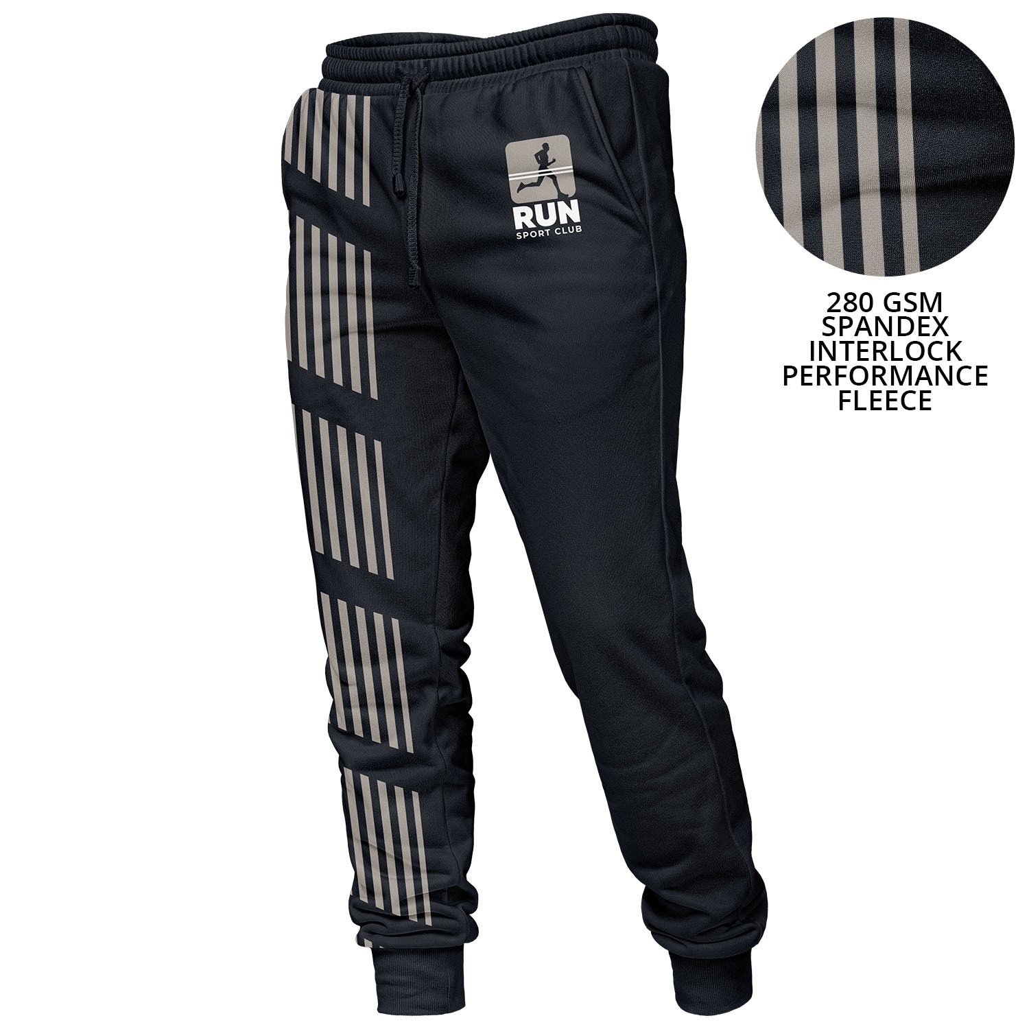 Men's 280GSM Spandex Interlock Fleece Track pants, Breathable 2