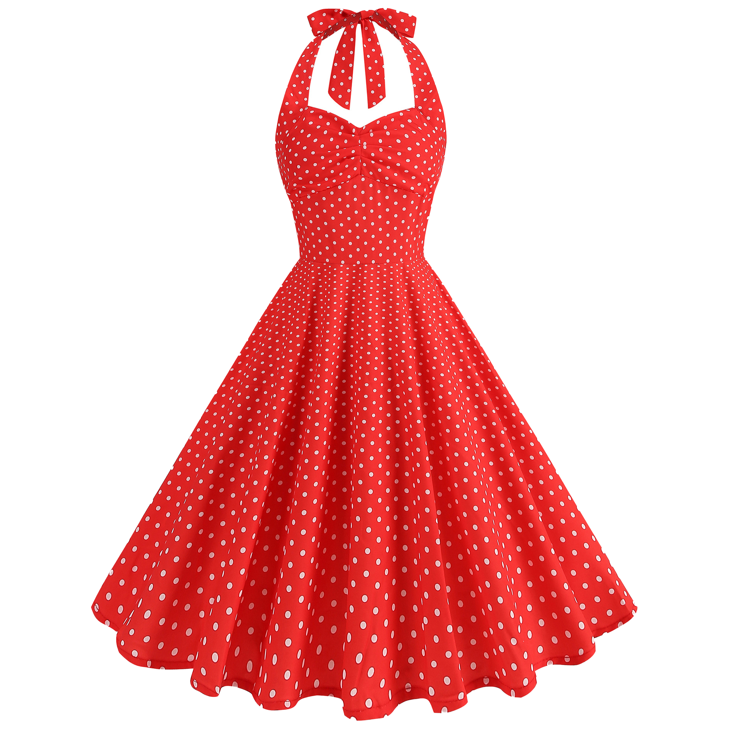 Polyester High Waisted Waist Cinched Neck Hanging Dress 13