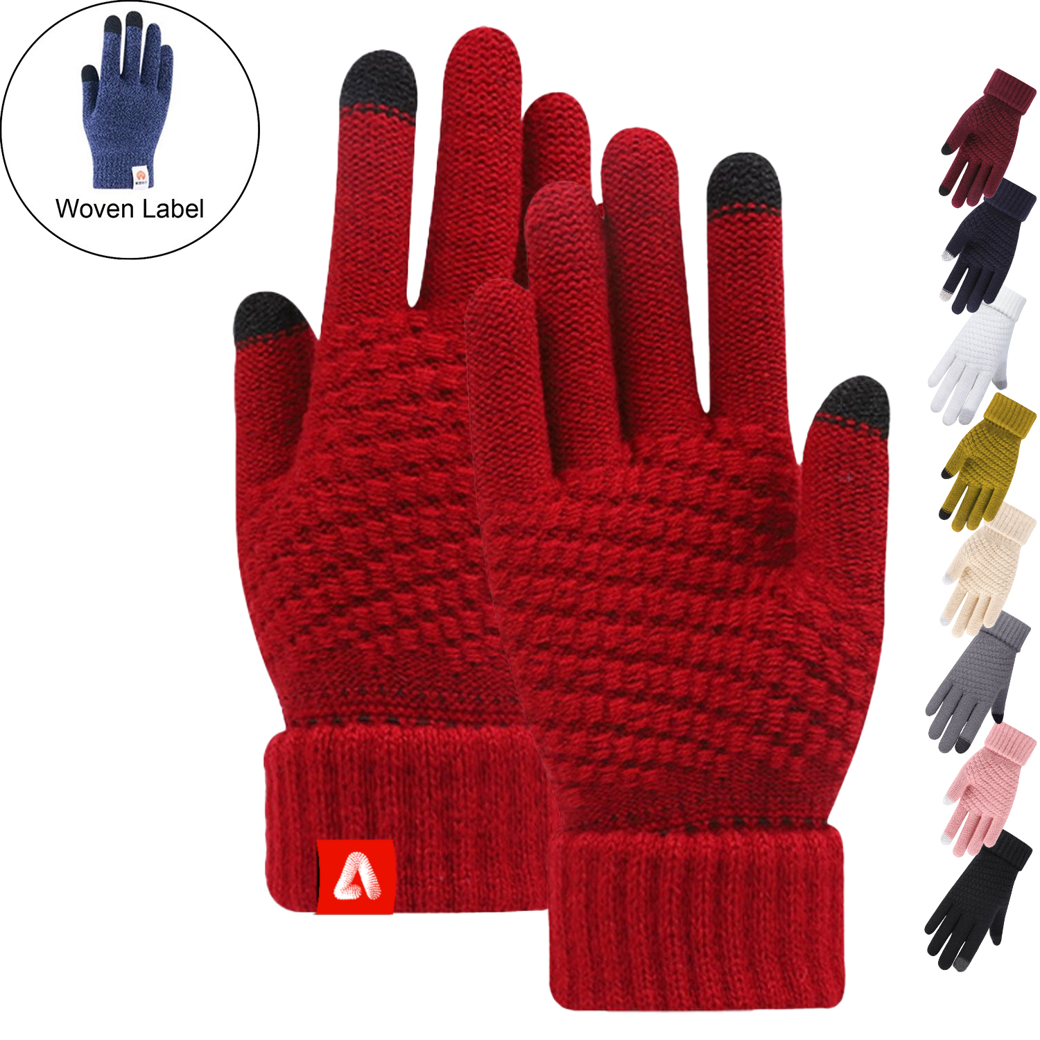 Thick Adult Female Gloves w/ 2 Finger Touch 2