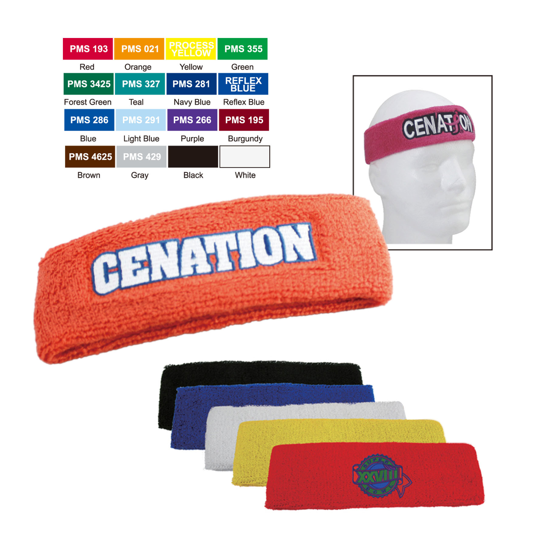 Free Shipping Soft cotton/polyester Terry Cloth Sport Headband 21