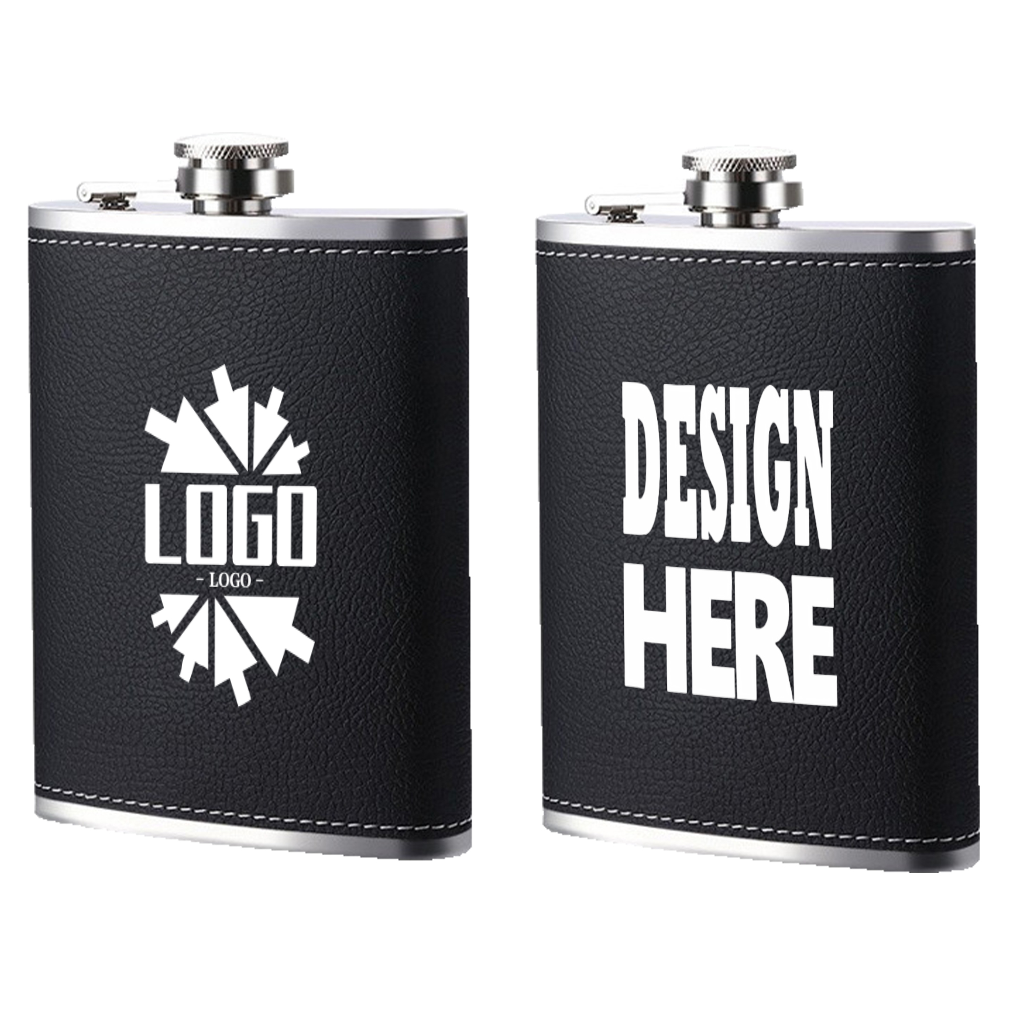 8 Oz. Stainless Steel Hip Flask with PU Leather Cover 2