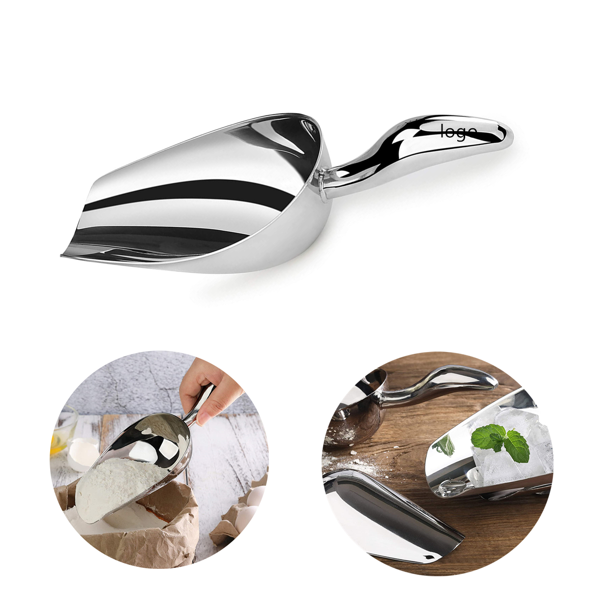 Metal Ice Scoop Stainless Steel 2