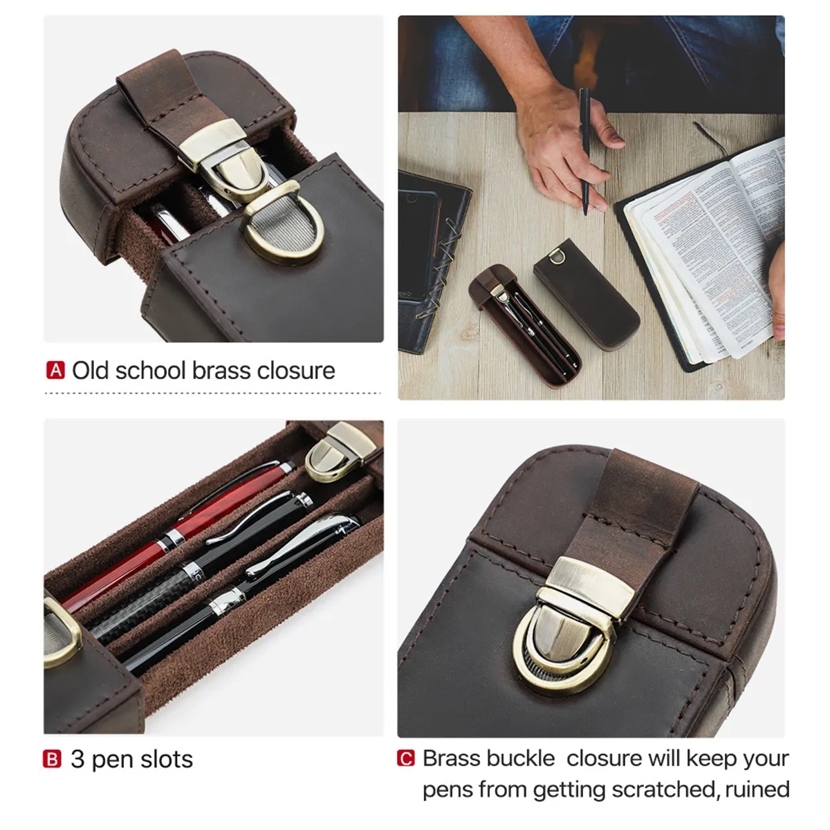 Exquisite Leather Handmade Hard Pen Storage Box 4