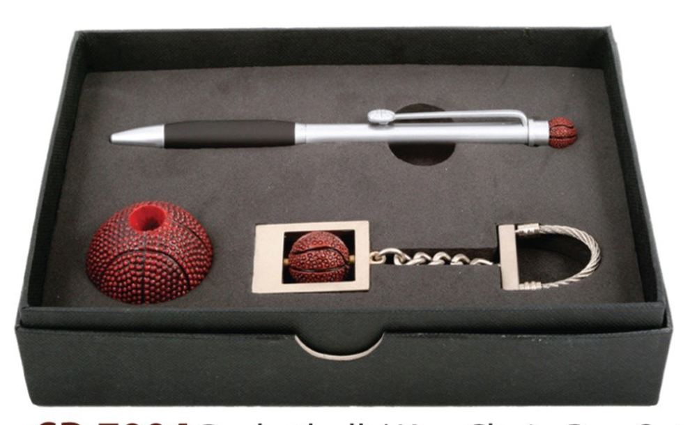 3D Basketball Metal Pen Chain Set w / Stand 1
