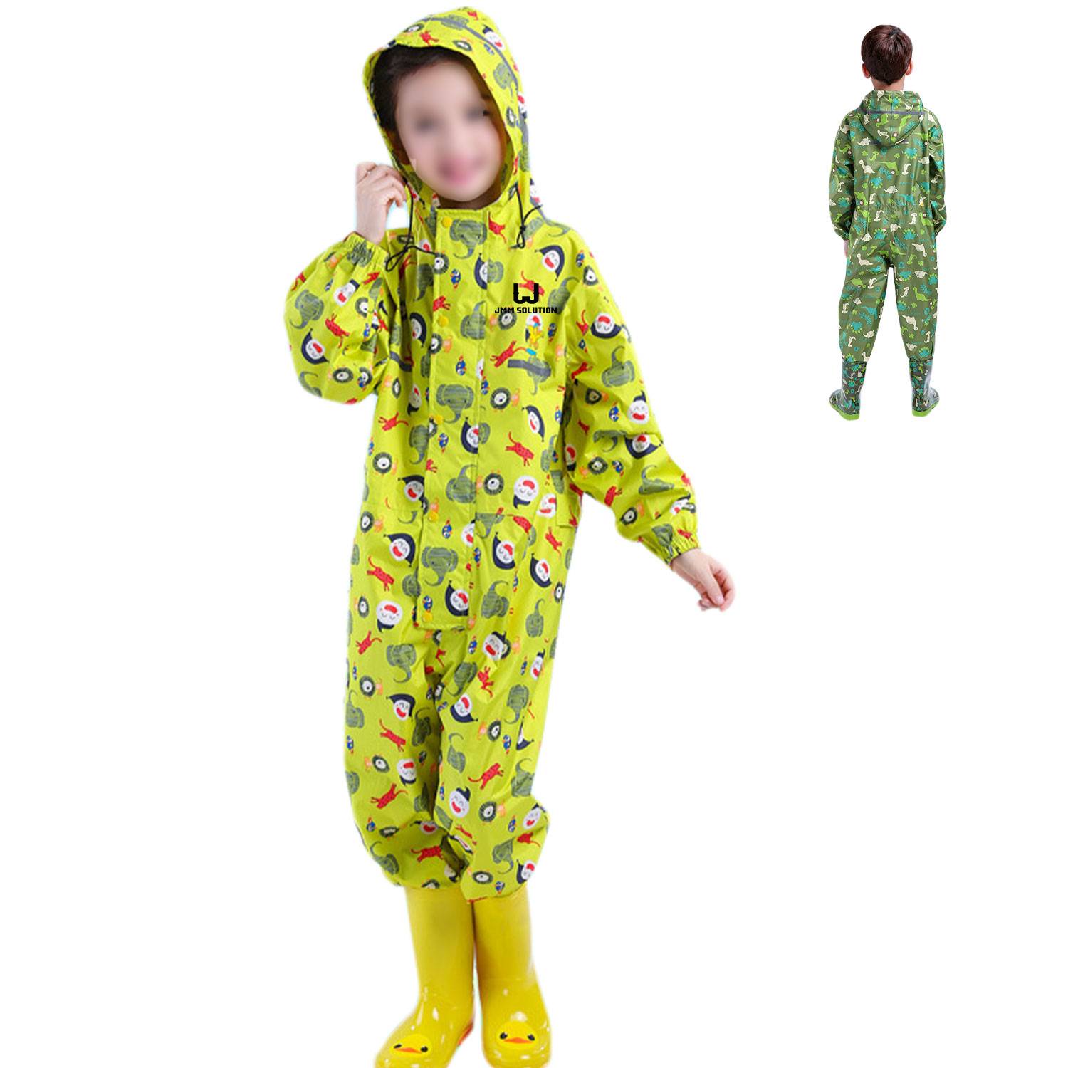 Kids Waterproof Polyester One-piece Rain Suit 4