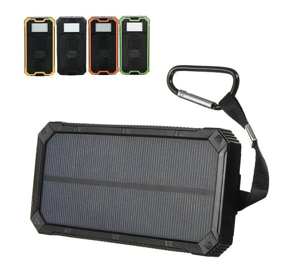 Portable 10000mAh Solar Power Bank with Carabiner 5
