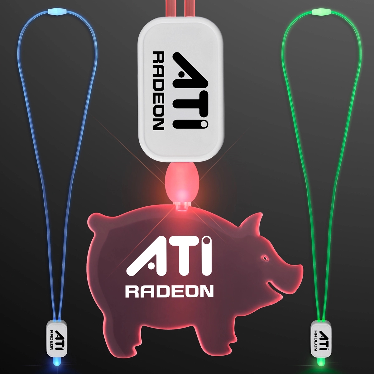 LED Neon Lanyard with Acrylic Pig Pendant 3