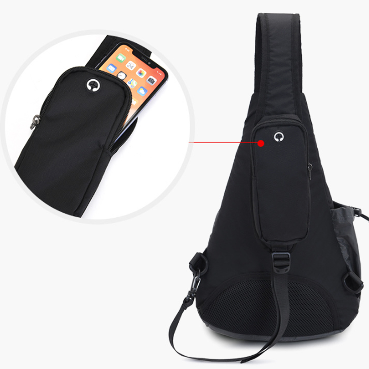Versatile Sling Chest Bag W/ Water Bottle Pouch 9