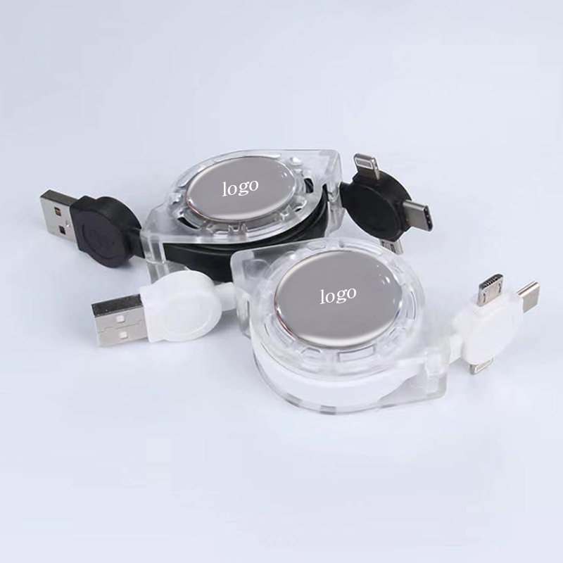 3 in 1 Transparent and Data Connection Charging Retractable Cable 1