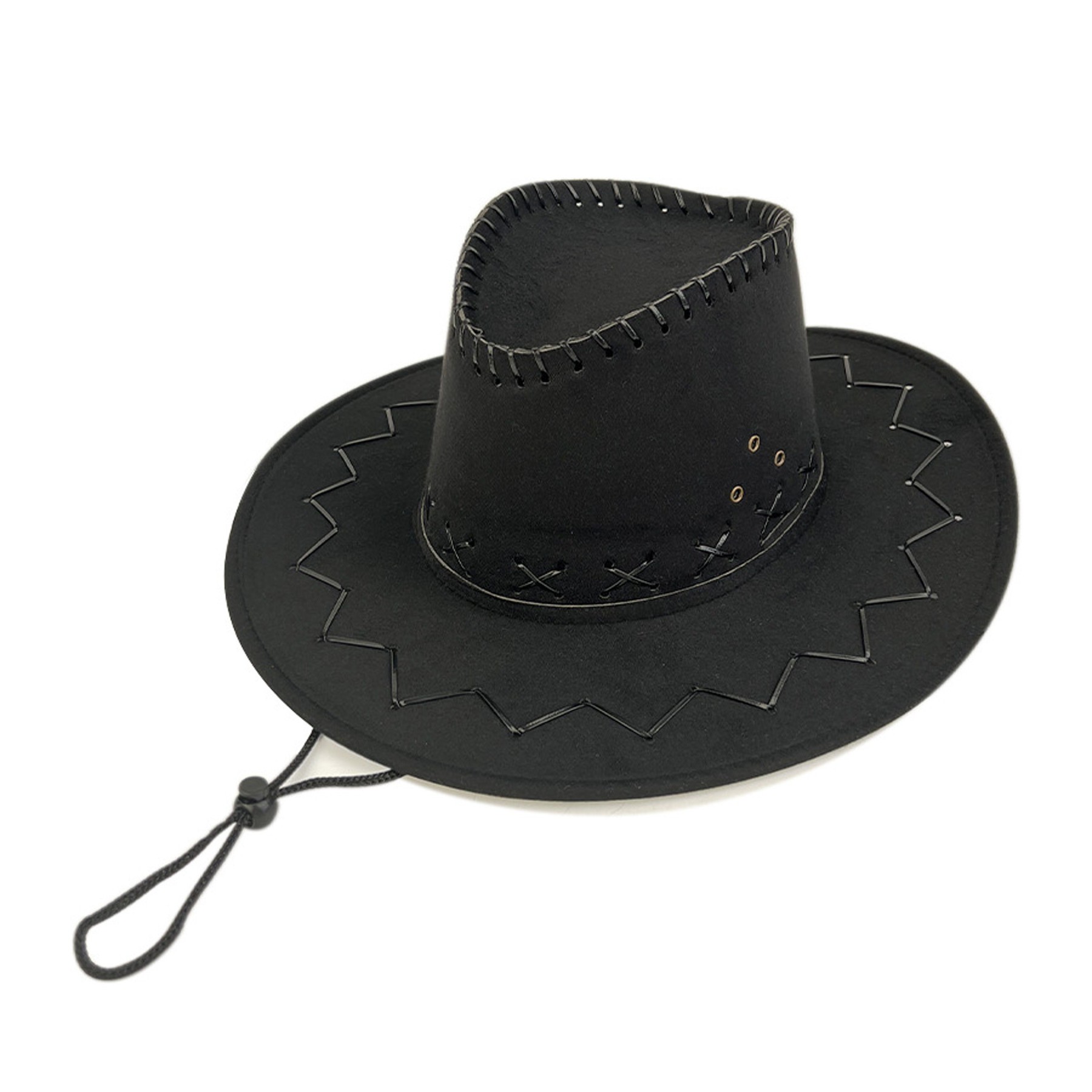 Western Cowboy Hat Outdoor Wide Brim Hat With Strap 13