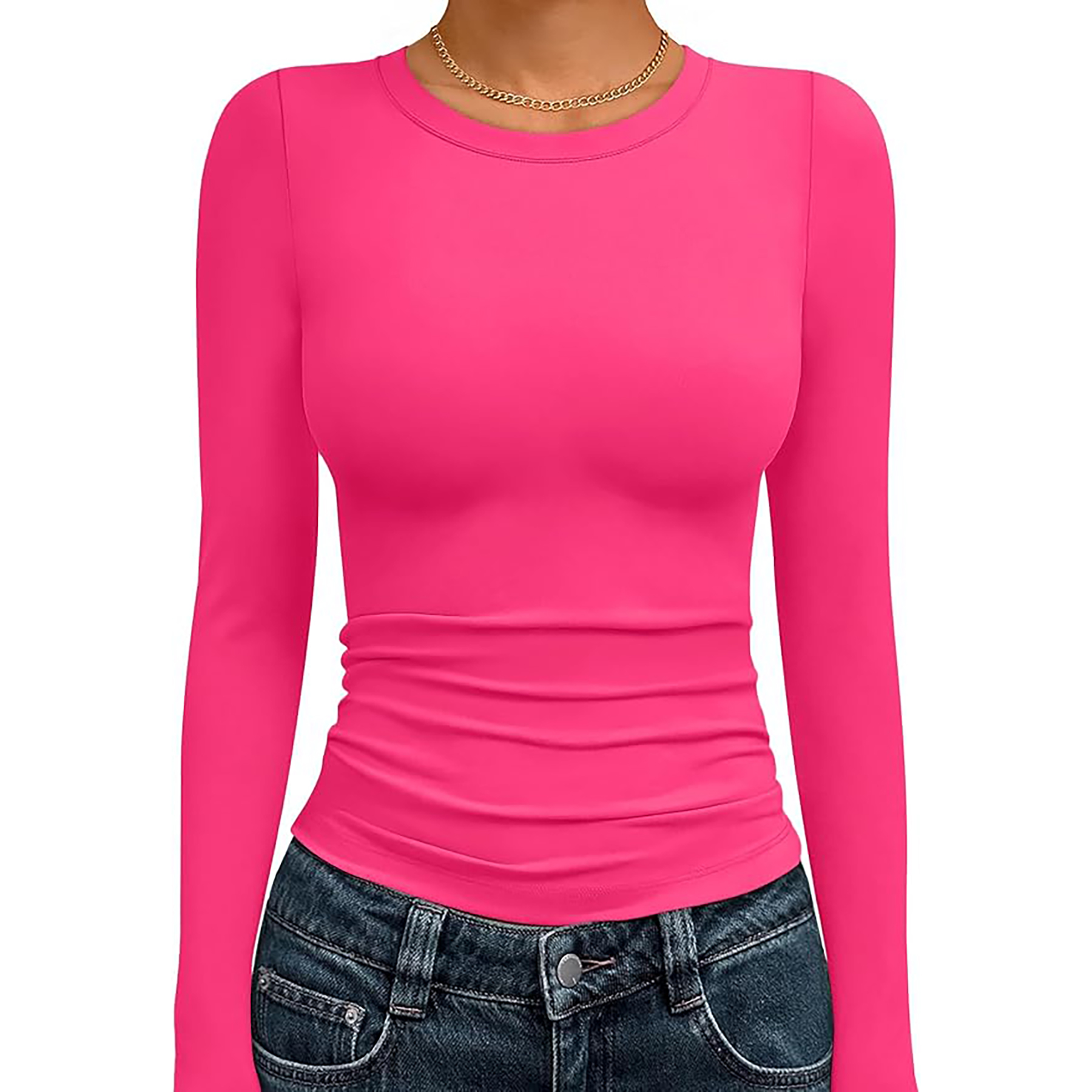 Women's Basic Round Neck Crop Top 32