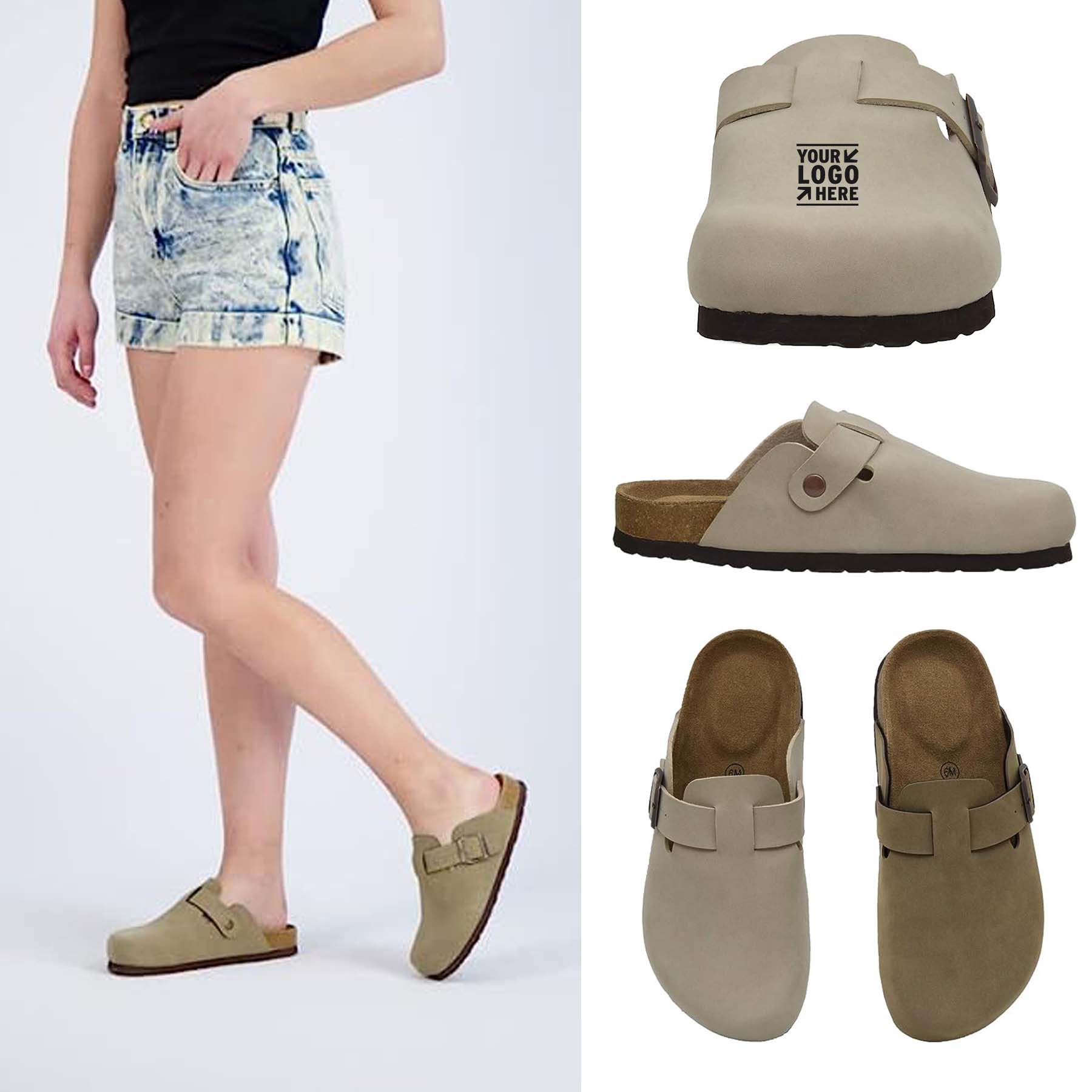 Women's Comfort Premium faux leather Cork Footbed Clog 
