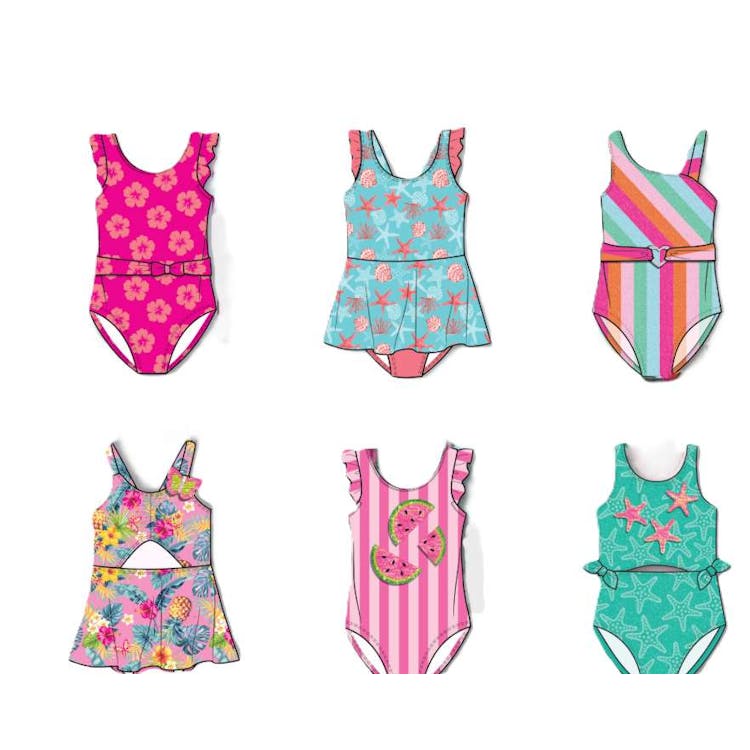 Girls One Piece Swimsuits - Size 4-6X Assorted 2