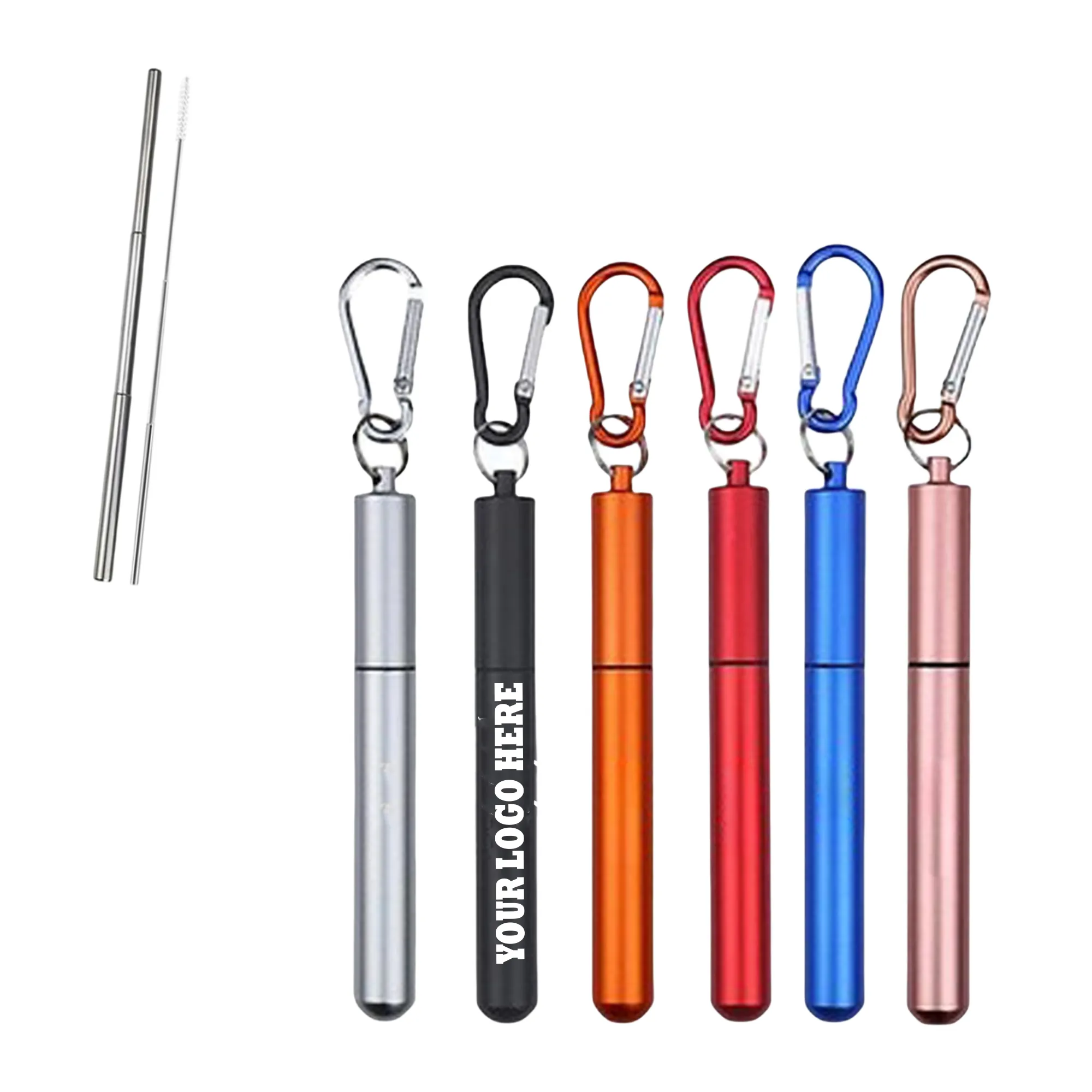 304 Metal Case Reusable Collapsible Straws