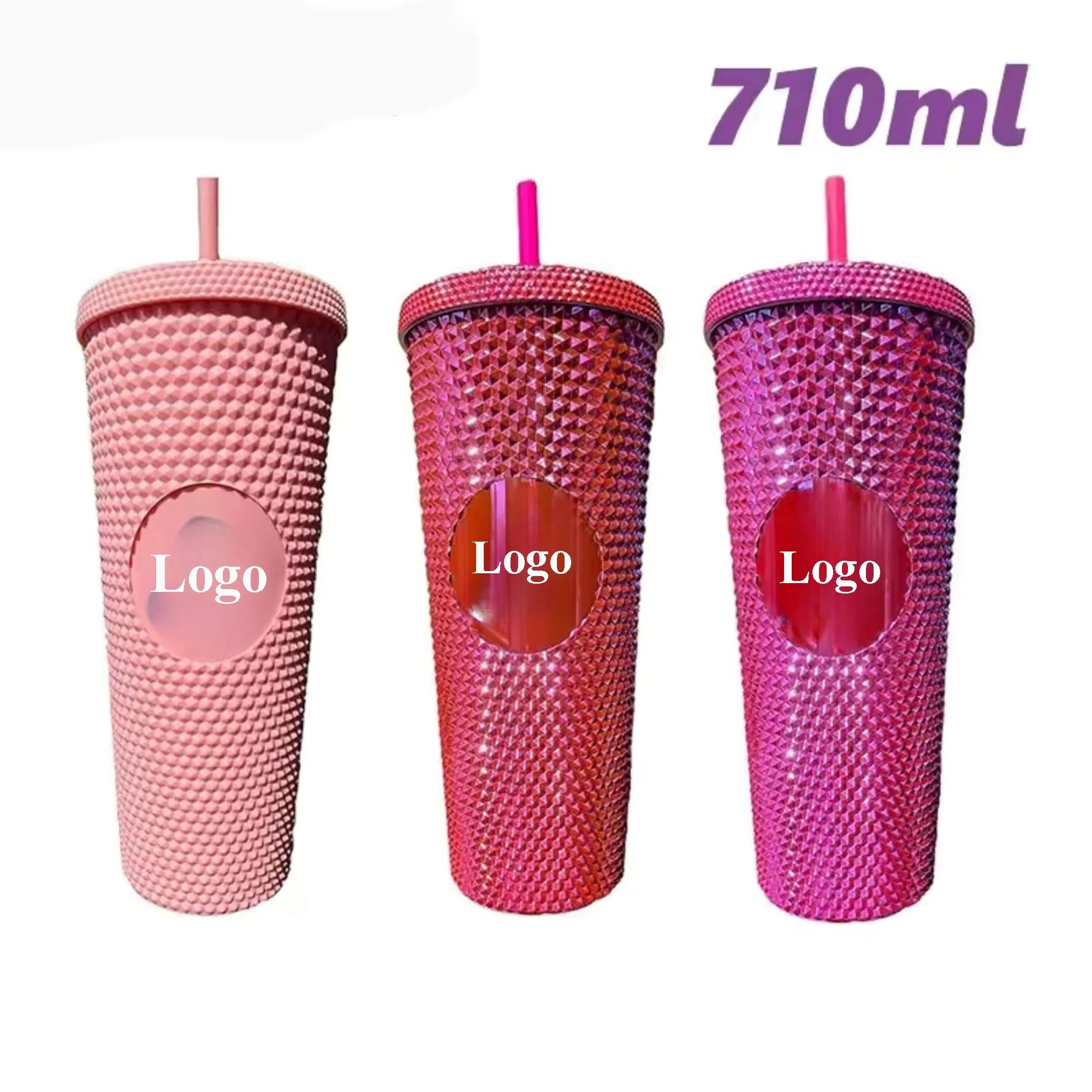 24oz Color Durian Pattern Drinking Cup With Lids And Straws 2