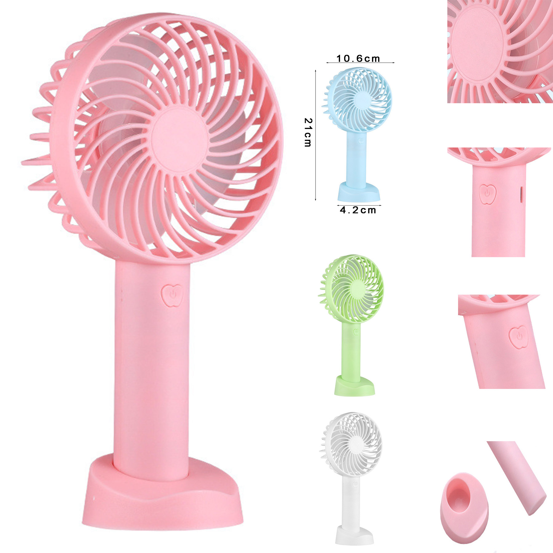 Handheld Small Fan USB Charging With Mobile Phone Rack 2