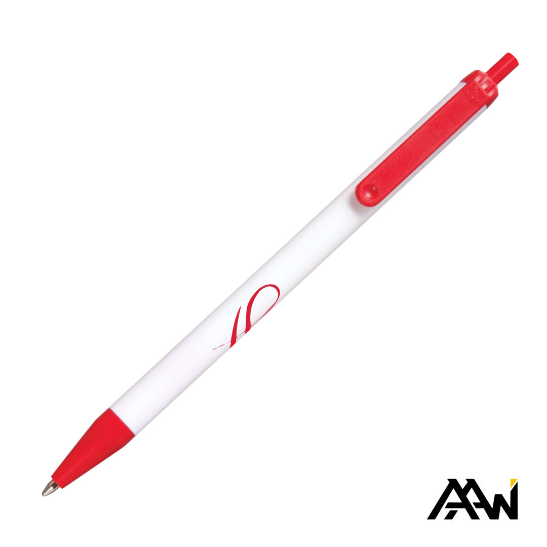 Value Slim Pen w/Glossy White Barrel - Matte Colored Accent 4