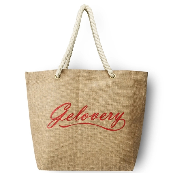 Burlap tote bag with cotton rope handles 2