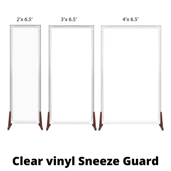 Floor Standing Sneeze Guard - SEG Clear Vinyl - 2ft x 6.5ft 3