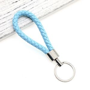 Chic Weaved PU Leather Keychain With Golden Buckle 9